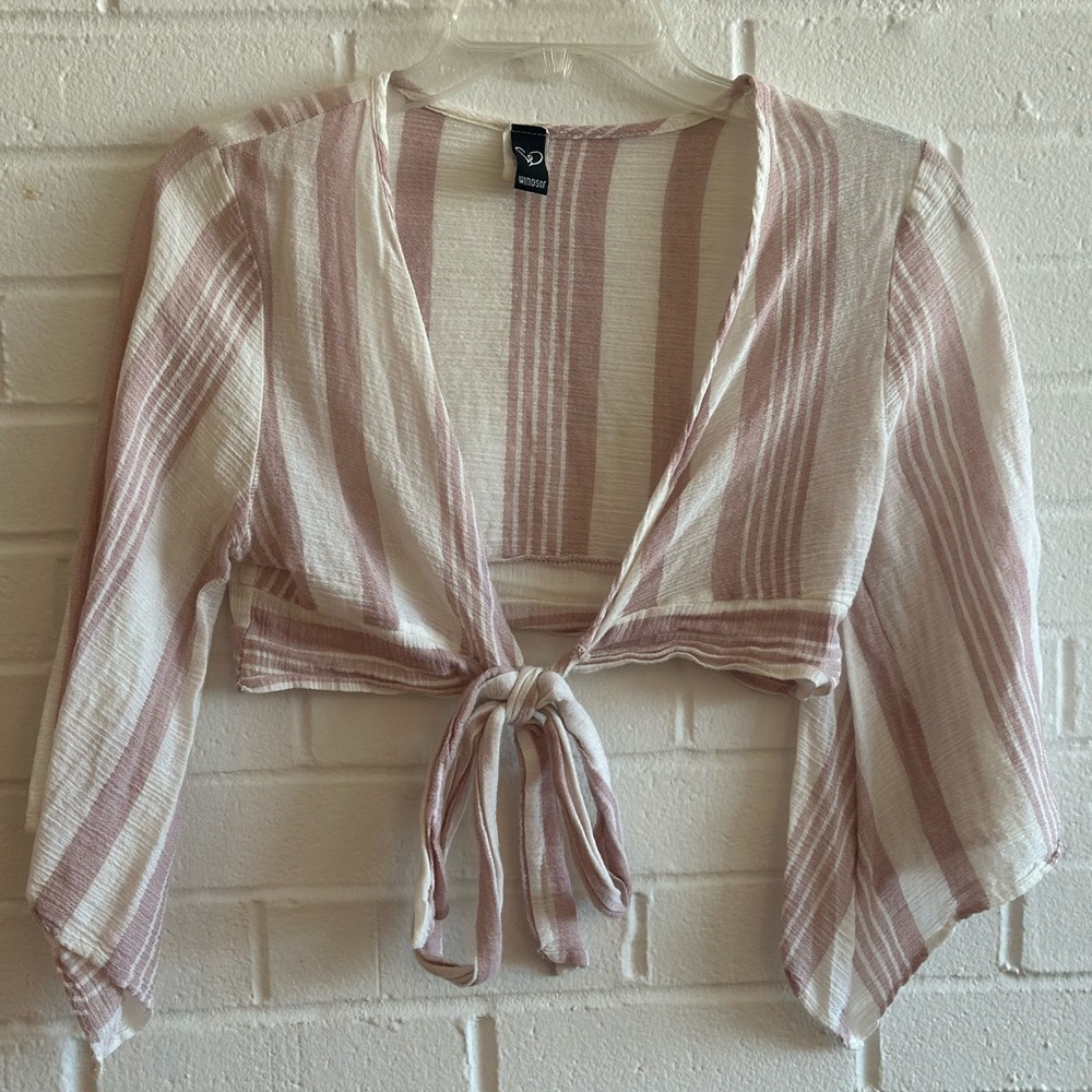 Striped Tie-Front Crop Top